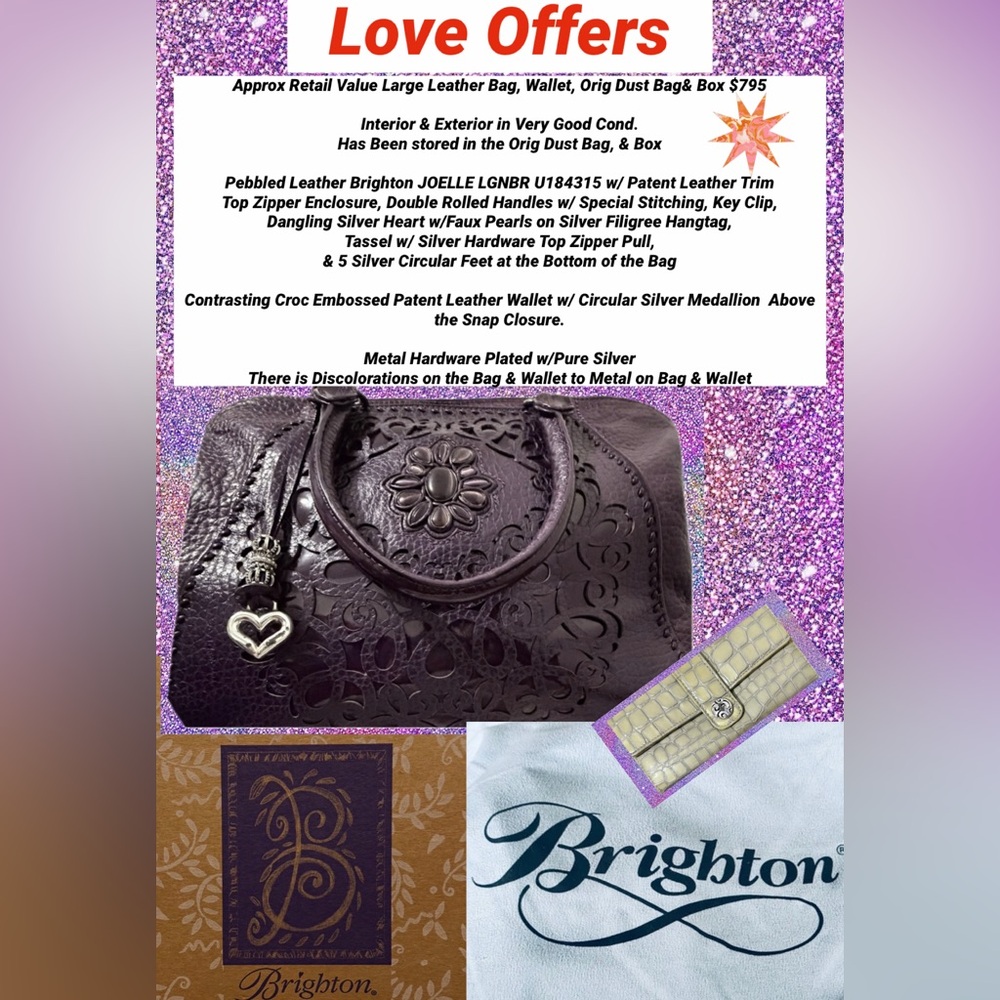 Brighton JOELLE Leather Bag Wallet Dust Bag Orig Box Rare Masterpiece Collection